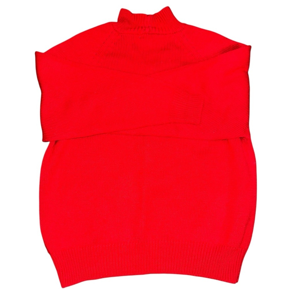 Vintage Honors red floral Nordic knit sweater women’s medium mock neck acrylic - Picture 3 of 6